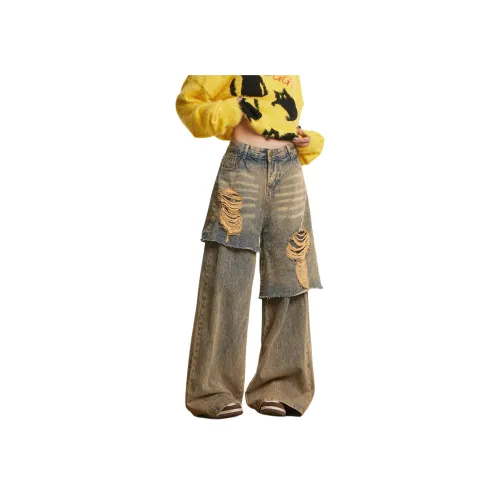 Pirkadat Грязно-желтые унисекс джинсы