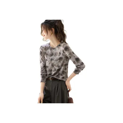 MOHANYIMEI Серый Кофейный Женские T-рубашки