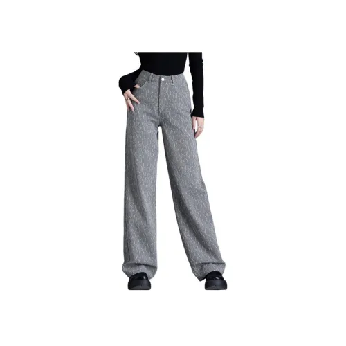 You cow me pants Серый Жаккард Женские Джинсы