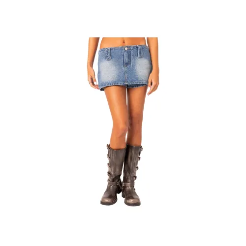 Edikted Wanona Denim Mini Shorts-Skirt Джинсовые Короткие Юбки Женские