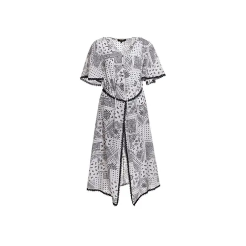 BESIONIA SS22 Короткий рукав Платье Женское Черно-белое