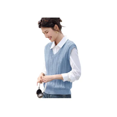 XWI Синий Жилет Женские Трикотаж