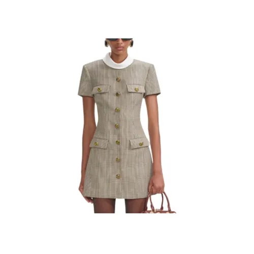 Self Портрет Короткий С рукавами Платье Женское Хаки