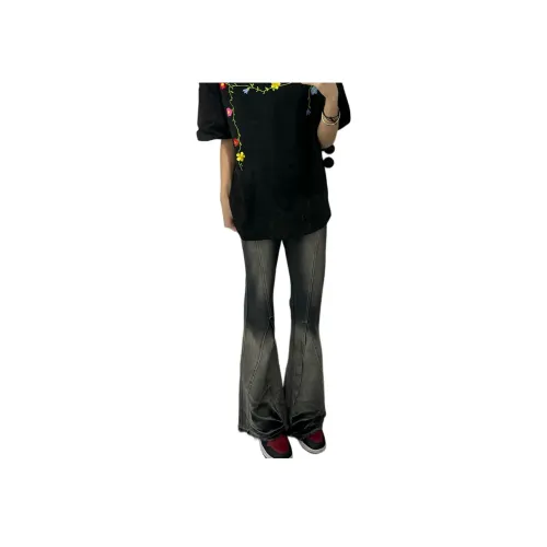 RENBEN1986 Черный Серый Цвет Унисекс Джинсы