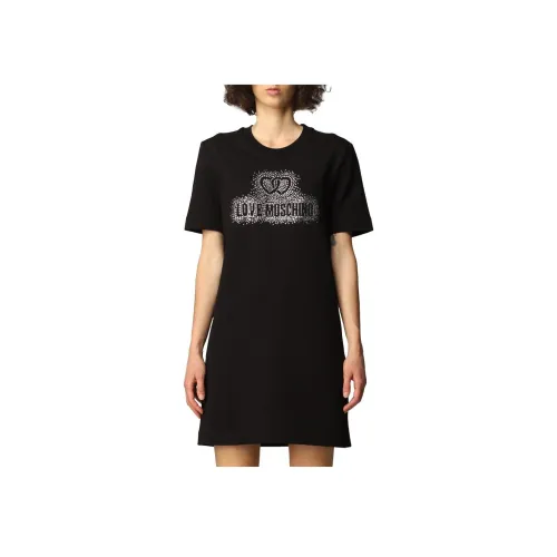 MOSCHINO Черное Женское Короткое Платье с Рукавами