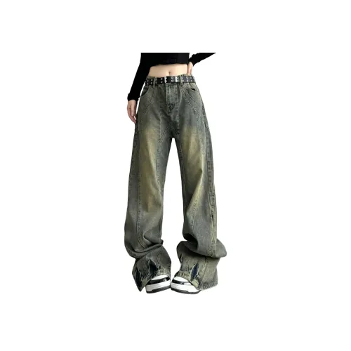 GANGZAI Грязно-желтые унисекс джинсы