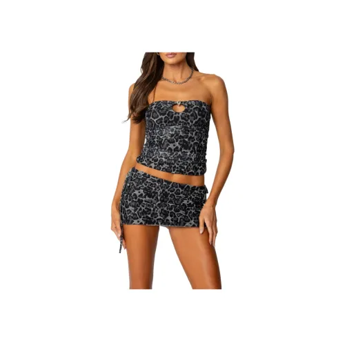 Edikted Narah Леопард Печатный Майка-трубка Без бретелек Топ Женский