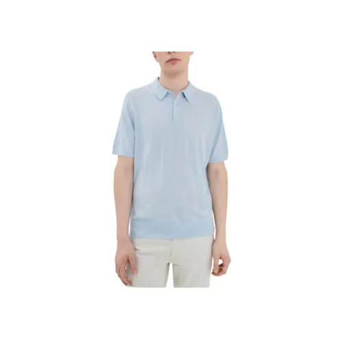 VINCE Light Blue Men's Polo Shirt VINCE Светло-голубая мужская поло рубашка