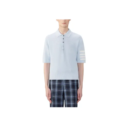 THOM BROWNE Мужская поло синего цвета