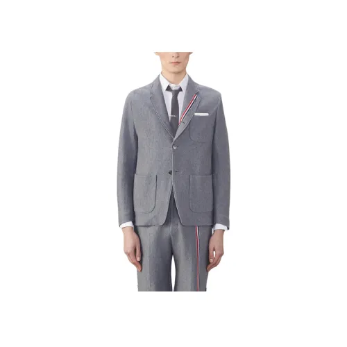 THOM BROWNE Мужские куртки среднего серого цвета