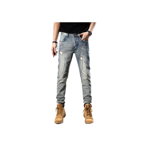 MAREA VESUVIO Потертый серый синий мужской джинсы