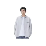 [Heavyweight Oxford] Серый Белый Полосы (Mk Синий Утро Язык цветов Логотип на груди)