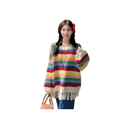 Mu Xiao Xin Rainbow Stripes Women's Knitwear