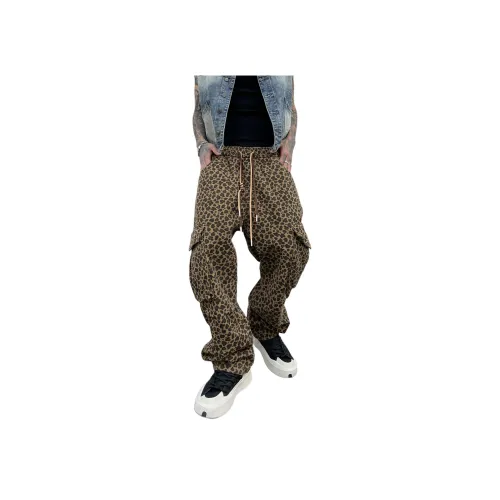 JIE STUDIO Леопардовый принт, желтый, унисекс, карго-брюки