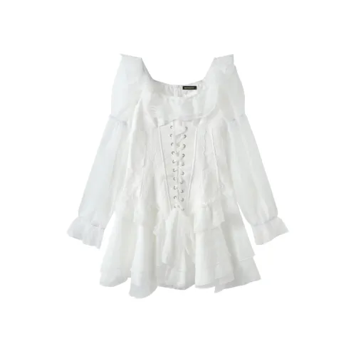 Incolore Длинное платье с длинными рукавами женское абрикосового цвета