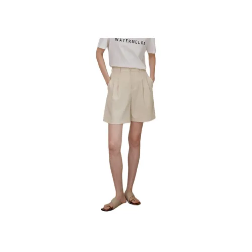 WHITEALLUSION Повседневные шорты Женские Бежевый Абрикос
