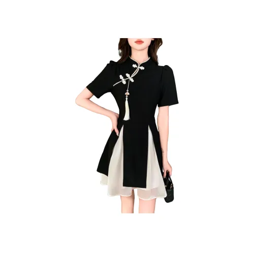 TORIGHT Короткий рукав Платье Женское Черное