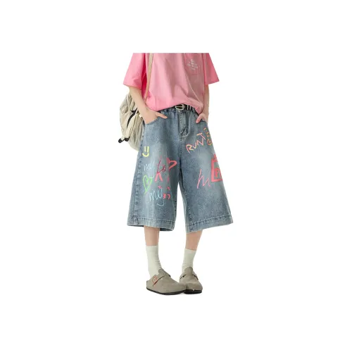 W7H1 Синие Унисекс Джинсовые Шорты