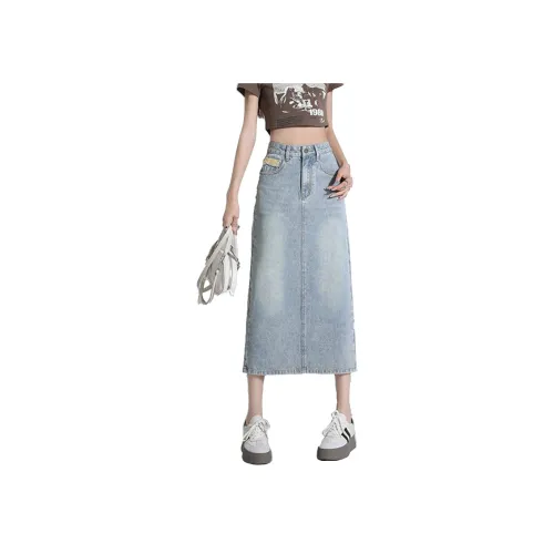 VSYS Denim Long Skirt Women's Light Blue