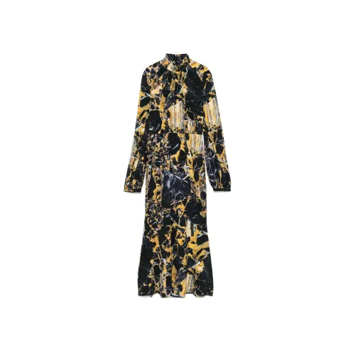 Roberto Cavalli FW24 Длинное платье с длинными рукавами женское черное