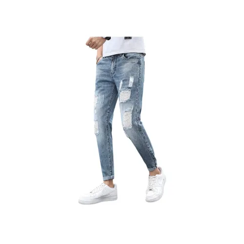 CHENYING Джинсы унисекс голубо-серого цвета