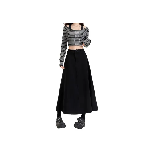 ZAZN Denim Длинная Юбка Женская Черная