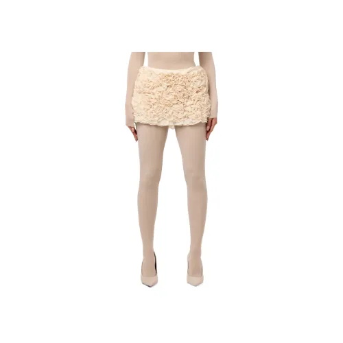 NAKED WARDROBE Крем Женские Повседневные Короткие Юбки