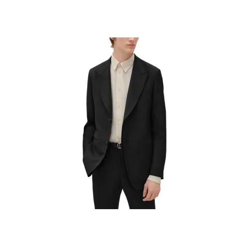 HERMES FW25 Бизнес-костюм Пальто Мужской Черный