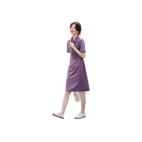 XWI SS24 Короткое платье с короткими рукавами женское темно-фиолетовое