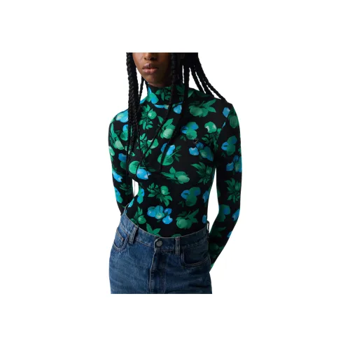 COPERNI Стандартная T-рубашка Женская Черный Подошва Синий Цветок