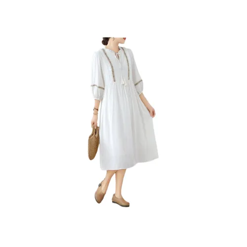 SIXUSICHOU Длинное платье с длинными рукавами женское