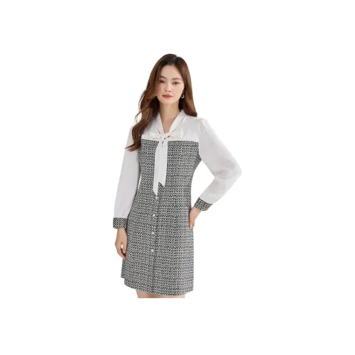 DKRVT Серый [Подарочная коробка Упаковка] Женские Длинные Платья с Длинными Рукавами