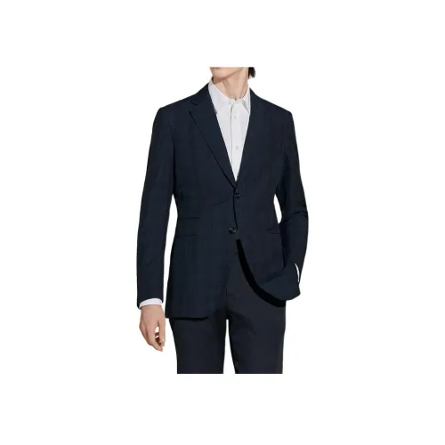 HERMES SS24 Бизнес Костюм Пальто Мужской Морской Синий