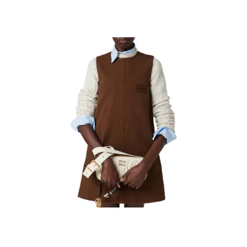 MIU MIU FW23 Без рукавов Платье Женское Какао-коричневый