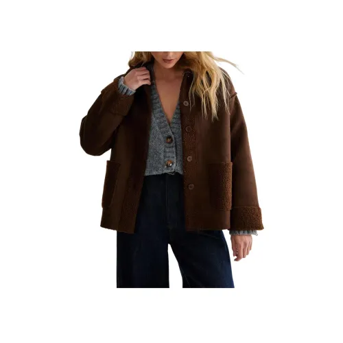 NASTY GAL Shearling Ожерелье-чокер Искусственная замша Куртка Куртки Пальто Женские Коричневый