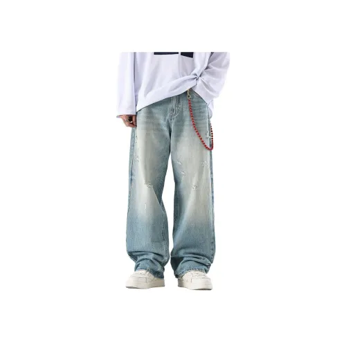 BAOMIKA Озерно-голубой Унисекс Джинсы