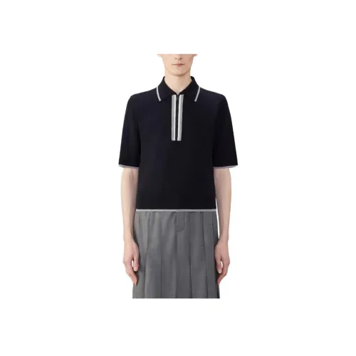 THOM BROWNE Мужская поло морской синего цвета