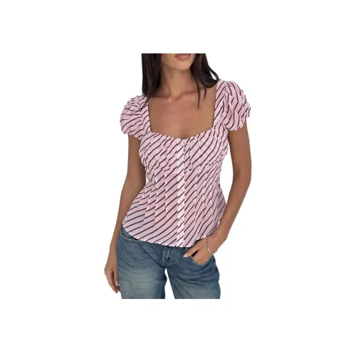 Motel Rocks Rolina Блузка Шифон Полка Трапециевидный Пачка И Бордовая Рубашка Женская