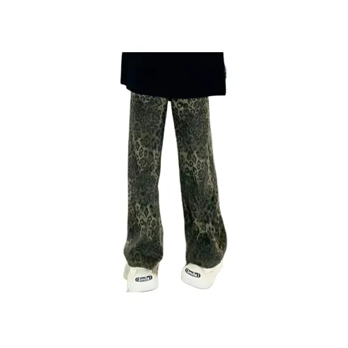 City Hipster Леопардовый принт Унисекс Джинсы