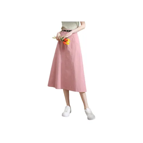 TERRE BLEUE Повседневный Длинный Юбка Женские Розовый