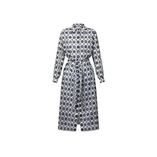 LOUIS VUITTON Длинное платье с длинными рукавами женское серое