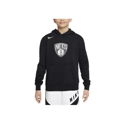 Nike x NBA Толстовка Brooklyn Nets Club Флис Пуловер Толстовка Черный Подростки