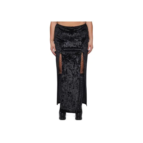 Dolls Kill Widow Plus Time Stands Still Maxi Юбка Повседневная Длинная Юбка Женская Черная Черная