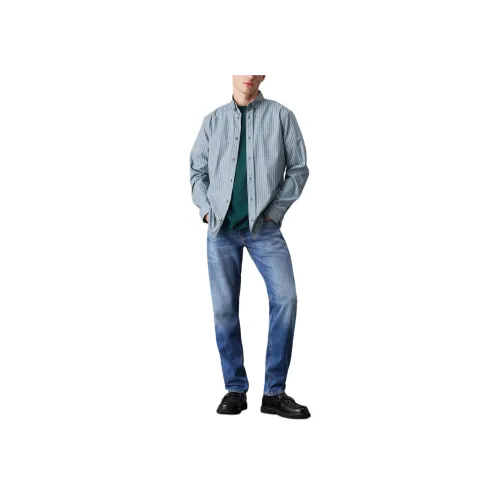 CALVIN KLEIN Джинсы Европейская версия Мужские Средний синий