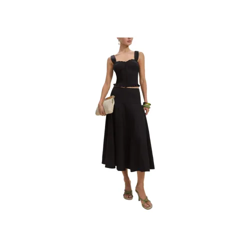 Reformation Anatolia Linen Two-Piece Skirt Set Women's Black