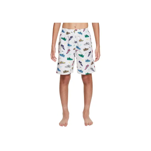 nike Детский Купальник Swoosh Холст Белый Университетский Синий Белый Подростки