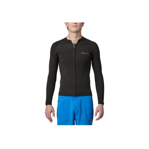 Patagonia Yulex Regulator Lite Передний топ с молнией Длинный рукав Мокас для дайвинга Мужской Черный