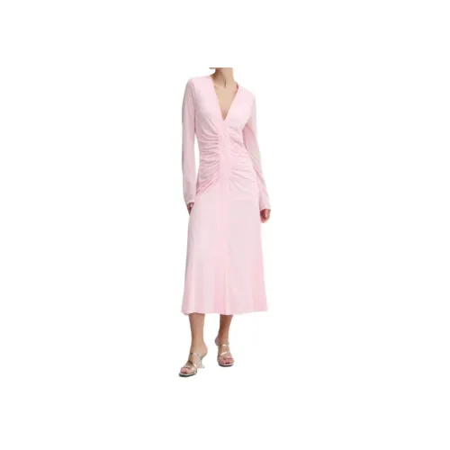 Rotate Длинное платье с длинными рукавами женское розовое