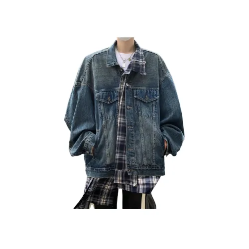 SZSX Голубо-серый Клетчатый Унисекс Джинсовые куртки