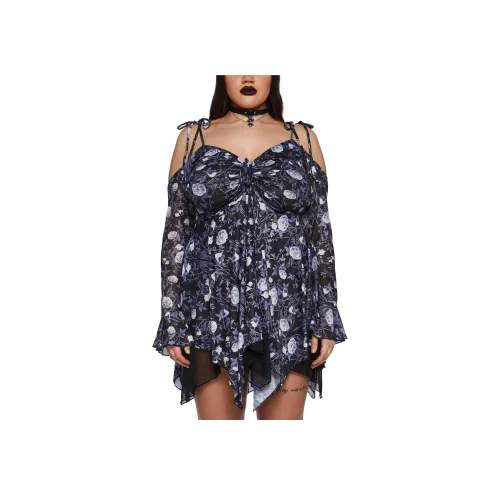 Dolls Kill Widow Plus F IS For Fairies Шарф Платье Длинное с рукавами Платье Женское Светлый Цветочный